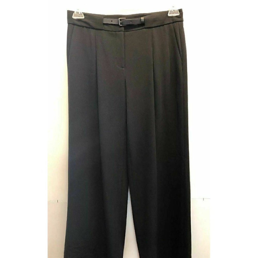 Nordstrom Collection Women's Black Pleated Cropped Wide Leg Pants Size 2 - Picture 8 of 9
